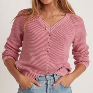 Marine Layer Ezra Pink V-Neck Women's Sweater